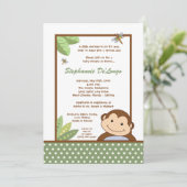 5x7 Papagayo Monkey Safari Baby Shower Einladung (Stehend Vorderseite)