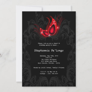 5x7 Red Masquerade Sweet 16 Birthday Einladung