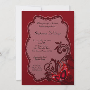 5x7 Red Masquerade Sweet 16 Birthday Einladung