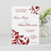 5x7 Rubinrotes Blumenleinen Hochzeitseinladung Einladung (Stehend Vorderseite)