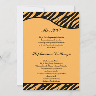 5x7 Schwarze Orange Tiger Quinceanera-Party-Einlad Einladung
