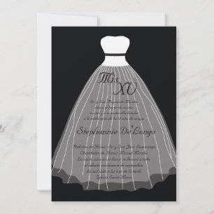 5x7 schwarze Quinceanera-Geburtstagseinladung Einladung