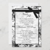 5x7 schwarze Stoff-Quinceanera-Einladung