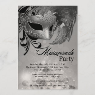 5x7 Silberne Maskenparty Süße 16 Geburtstagseinlad Einladung