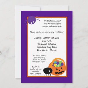 5x7 Spinnen Süßigkeiten Halloween-Bash-Party-Einla Einladung
