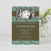 5x7 Tiff Zebra FOTO Sweet 16 Birthday Einladung (Stehend Vorderseite)