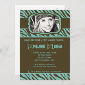 5x7 Tiff Zebra FOTO Sweet 16 Birthday Einladung (Vorne/Hinten)