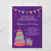5x7 Topsey Cake Quinceanera Birthday Einladung (Vorderseite)
