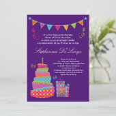 5x7 Topsey Cake Quinceanera Birthday Einladung (Stehend Vorderseite)