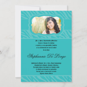 5x7 Türkis Zebradruck Muster Quinceanera-Einladung Einladung