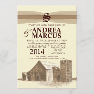 5x7 Vintage Landhaus Scheunen Hochzeitseinladung Einladung