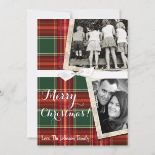 5x7 Weihnachten Rot Kariert Stoff FOTO Karte