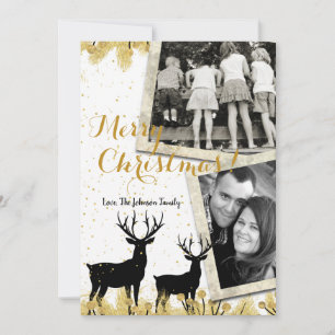 5x7 Weihnachten XMAS Gold Hirsch Bock Hindin FOTO 