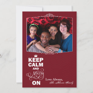 5x7 Weihnachts-XMAS-Keep-Calm-Merry-On-PHOTO-Karte Feiertagskarte