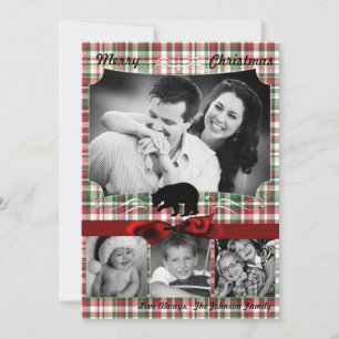 5x7 Weihnachtsmann-Rotkariertes-Bären-Fabri-FOTO-K Feiertagskarte
