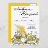5x7 Yellow Masquerade Halloween Costume Invitation Einladung (Vorne/Hinten)
