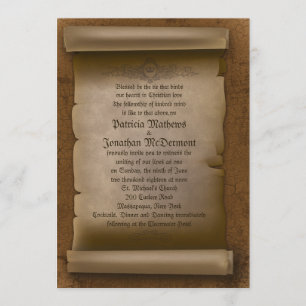 5x 7" Vintage Alte Papier Gothic Hochzeitseinladun Einladung