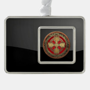 [600] Alter keltischer heiliger Goldknotenkreuz Rahmen-Ornament Silber