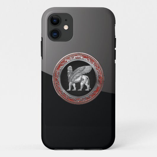 [600] Assyrian Winged Lion - Silver Lamassu Case-Mate iPhone Hülle (Rückseite)