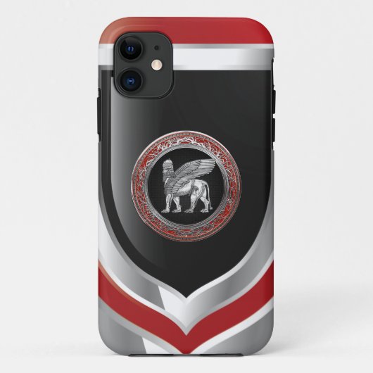[600] Assyrian Winged Lion - Silver Lamassu Case-Mate iPhone Hülle (Rückseite)