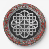 [600] Heiliges keltisches silbernes Knoten-Kreuz Pappteller (Vorderseite)