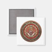 [600] Master Mason - Gold Square & Compasses Magnet (Vorderseite/Rückseite)