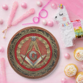 [600] Master Mason - Gold Square & Compasses Pappteller (Party)