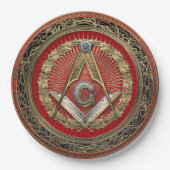 [600] Master Mason - Gold Square & Compasses Pappteller (Vorderseite)