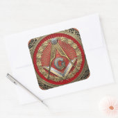 [600] Master Mason - Gold Square & Compasses Quadratischer Aufkleber (Umschlag)