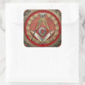 [600] Master Mason - Gold Square & Compasses Quadratischer Aufkleber (Tasche)