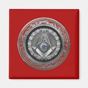 [600] Master Mason - Silver Square & Compasses Magnet