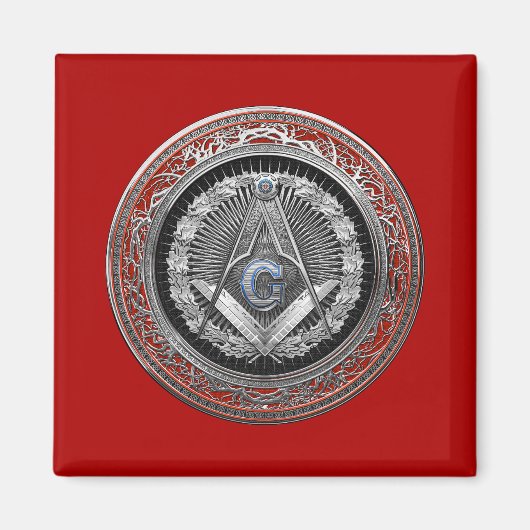 [600] Master Mason - Silver Square & Compasses Magnet (Vorne)