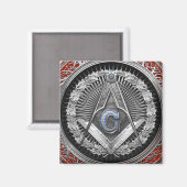 [600] Master Mason - Silver Square & Compasses Magnet (Vorderseite/Rückseite)