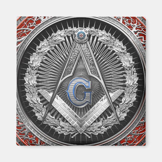 [600] Master Mason - Silver Square & Compasses Magnet (Vorne)
