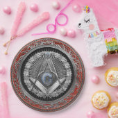 [600] Master Mason - Silver Square & Compasses Pappteller (Party)