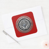 [600] Master Mason - Silver Square & Compasses Quadratischer Aufkleber (Umschlag)