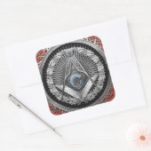 [600] Master Mason - Silver Square & Compasses Quadratischer Aufkleber (Umschlag)
