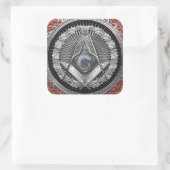 [600] Master Mason - Silver Square & Compasses Quadratischer Aufkleber (Tasche)