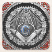 [600] Master Mason - Silver Square & Compasses Rechteckiger Pappuntersetzer (Vorderseite)