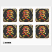 [600] Rote und Gelbe Drachen Quadratischer Aufkleber (Blatt)