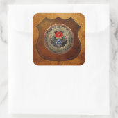 [600] Sacred Gold Egyptian Winged Scarab mit Ankh Quadratischer Aufkleber (Tasche)