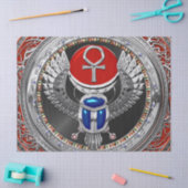 [600] Sacred Silver Egyptian Winged Scarab & Ankh Seidenpapier (Basteln)