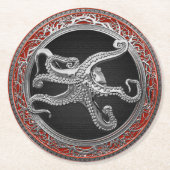 [600] Sacred Silver Octopus in Defensive Posture Runder Pappuntersetzer (Vorderseite)