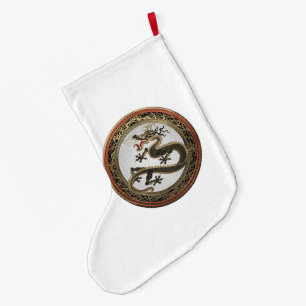 [600] Schwarzer und Gold Heiliger Ostdrache Großer Weihnachtsstrumpf