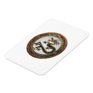 [600] Schwarzer und Gold Heiliger Ostdrache Magnet