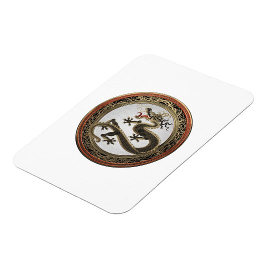 [600] Schwarzer und Gold Heiliger Ostdrache Magnet (Linke Seite)