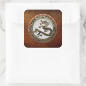 [600] Schwarzer und Gold Heiliger Ostdrache Quadratischer Aufkleber (Tasche)