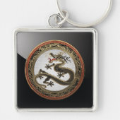 [600] Schwarzer und Gold Heiliger Ostdrache Schlüsselanhänger (Vorne)