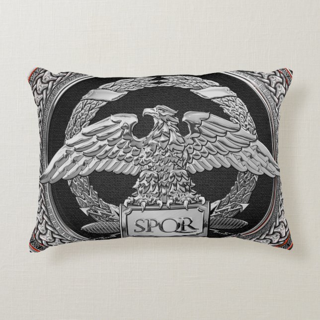 [600] Silberrömischer Kaiseradler über Medallion Dekokissen (Vorderseite)