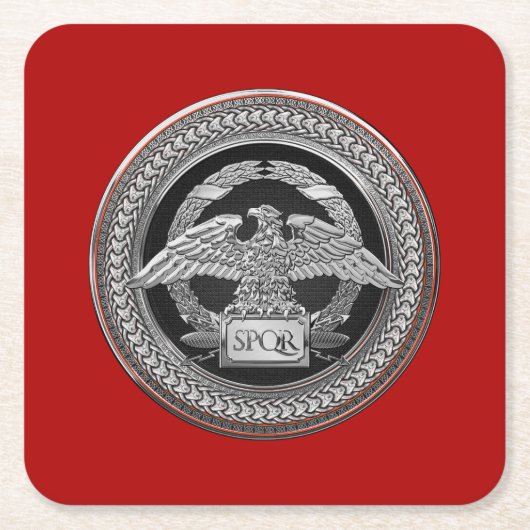 [600] Silberrömischer Kaiseradler über Medallion Rechteckiger Pappuntersetzer (Vorderseite)